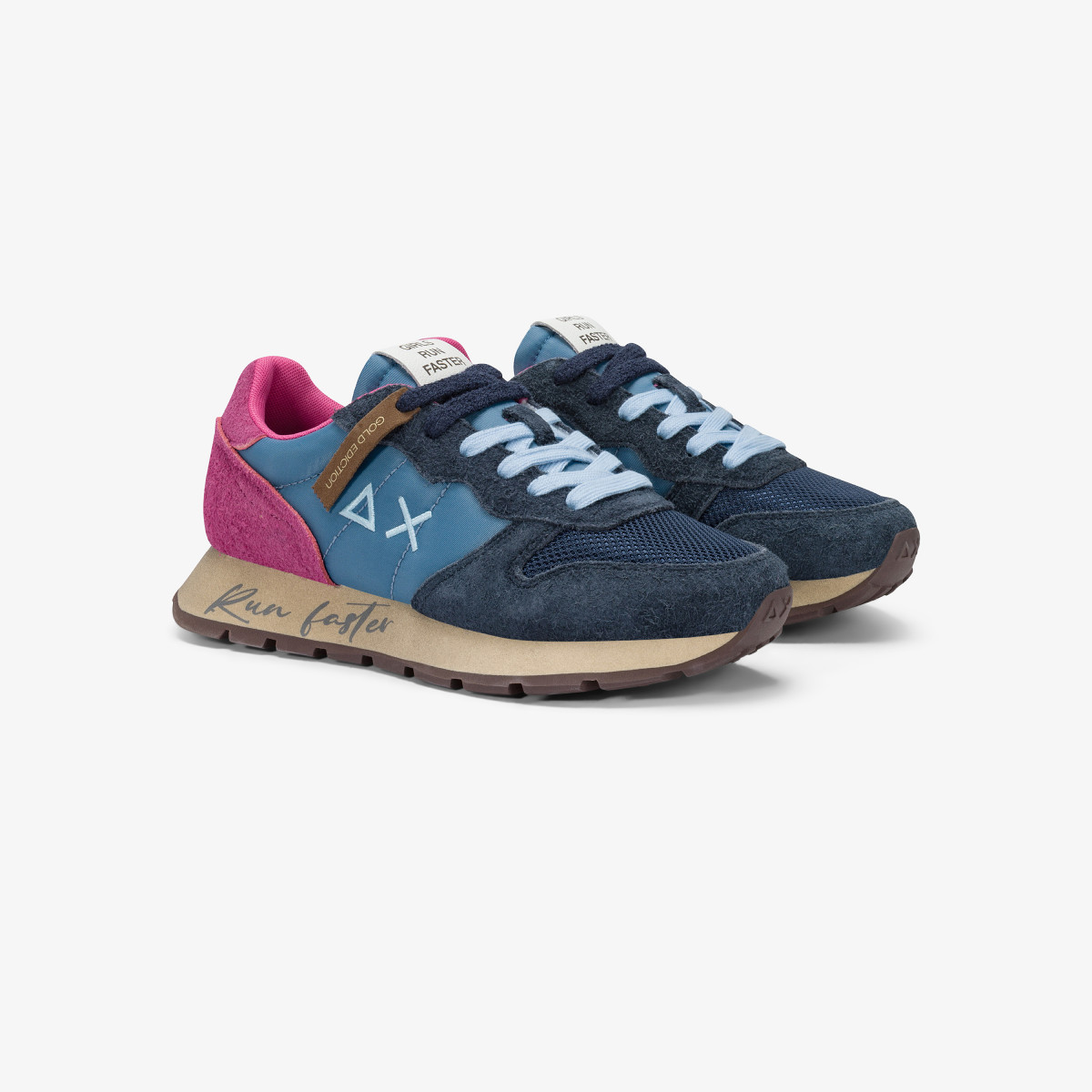 Navy blue Ally Vintage nylon and suede sneaker