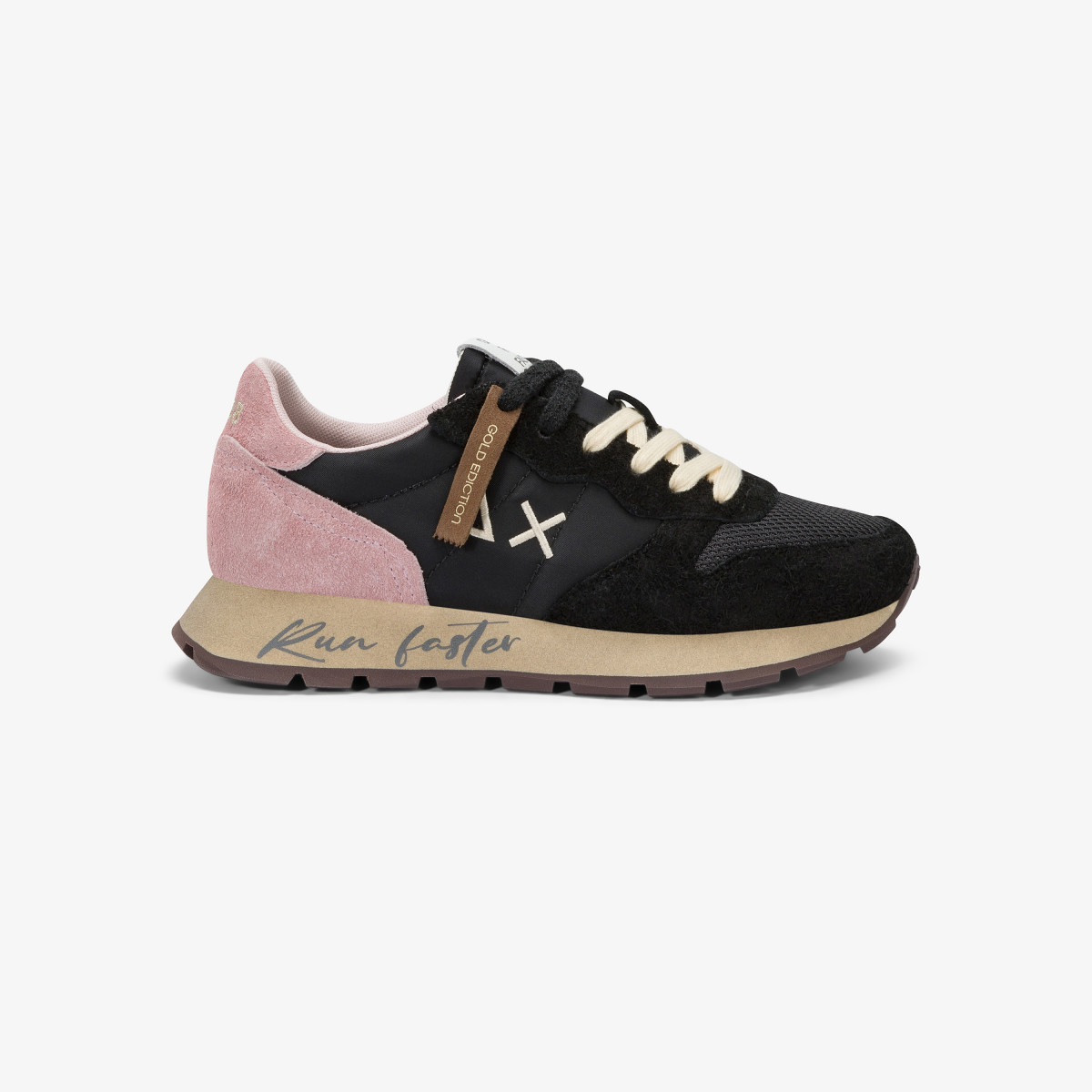 Black Ally Vintage nylon and suede sneaker