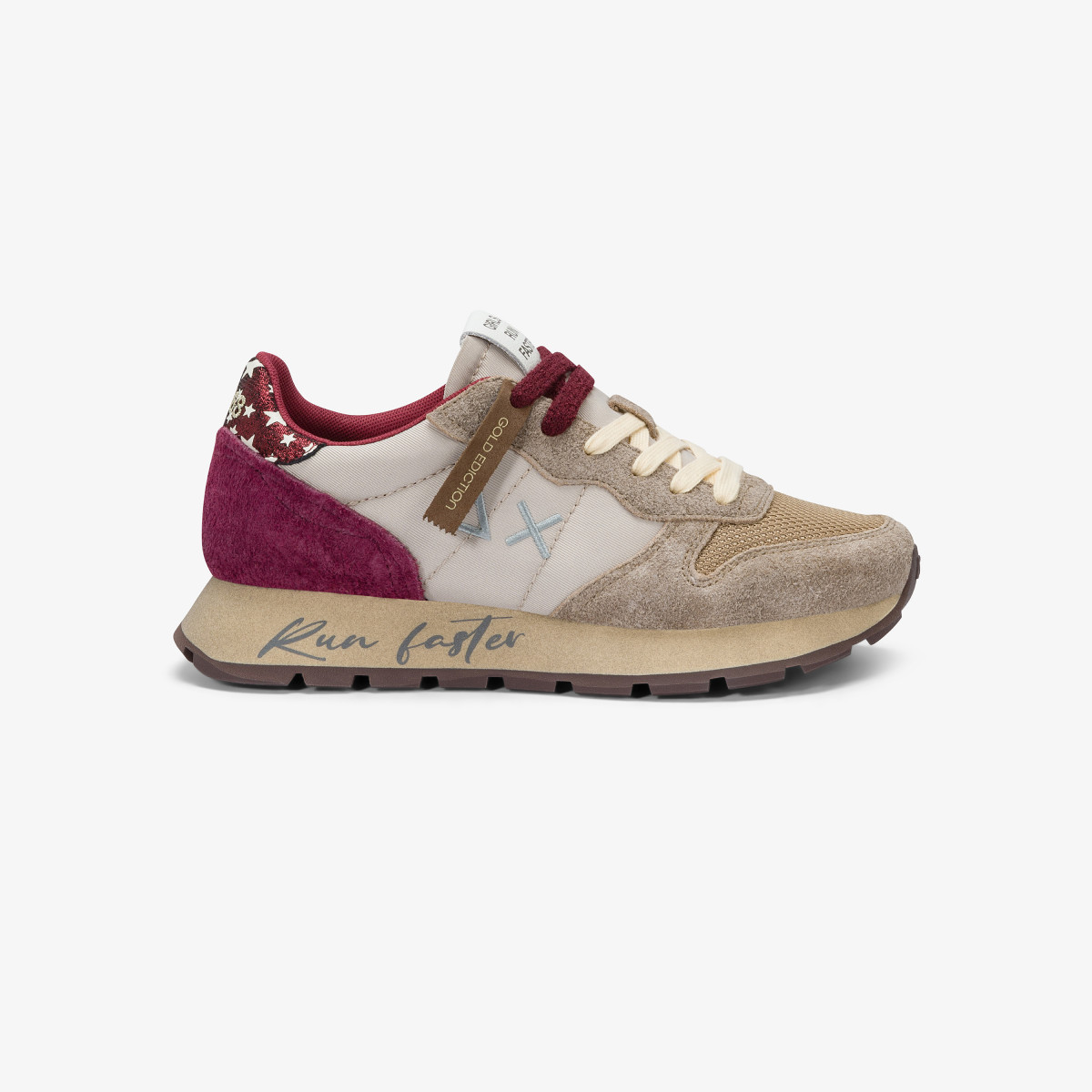 Beige Ally Vintage nylon and suede sneaker