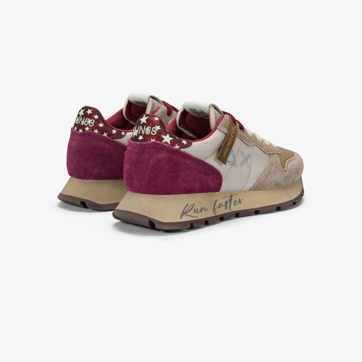 Beige Ally Vintage nylon and suede sneaker