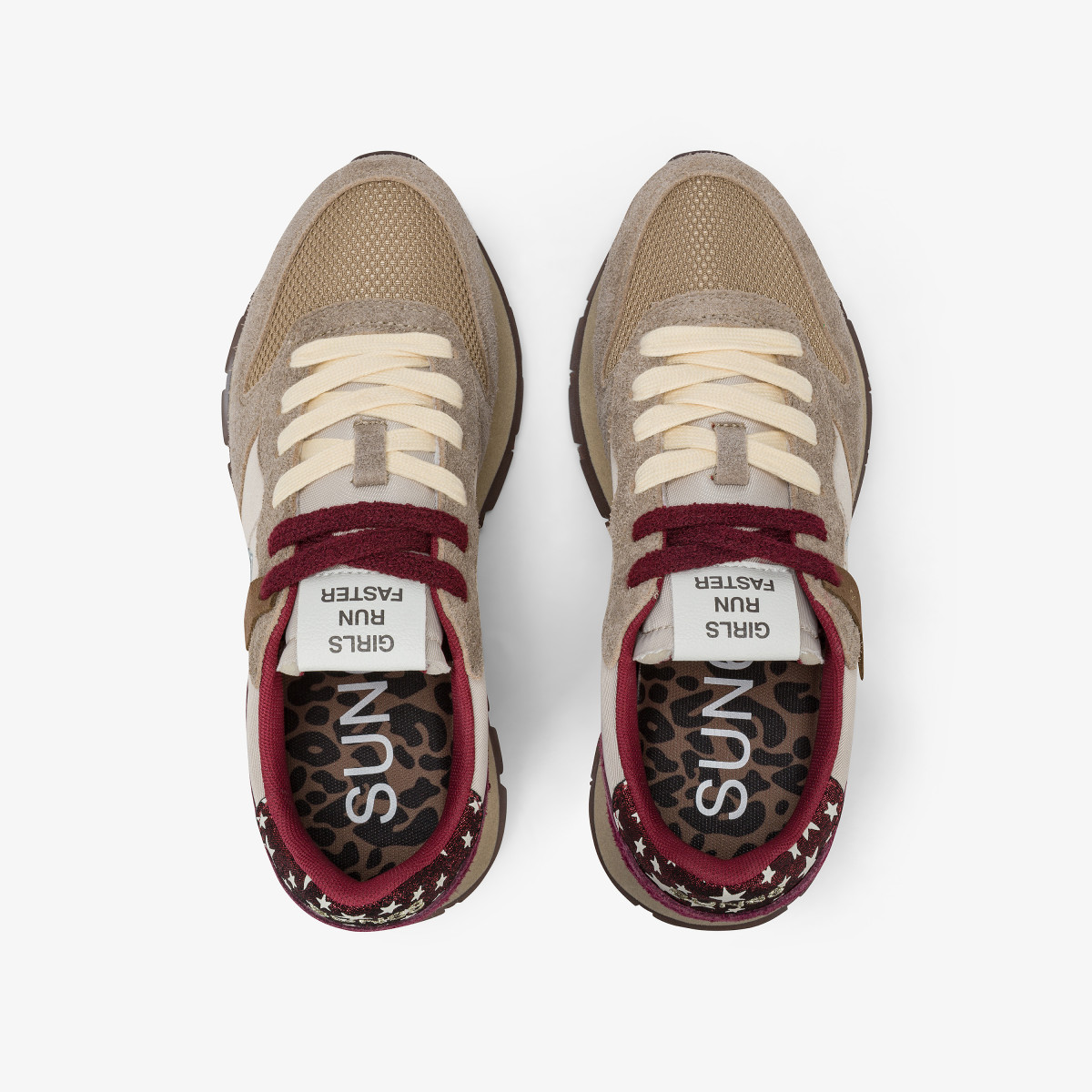 Beige Ally Vintage nylon and suede sneaker