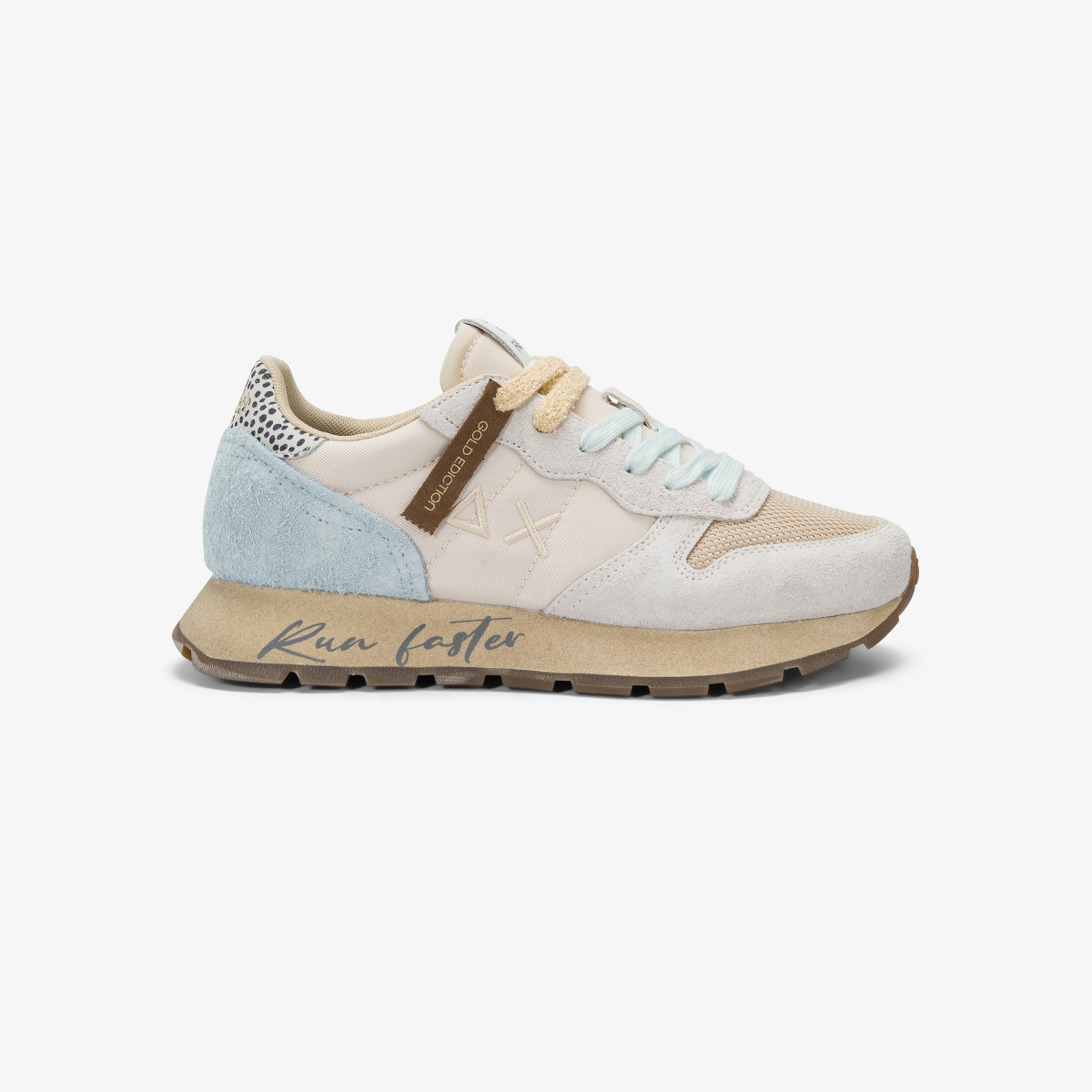 Sneaker Ally Vintage in nylon e suede bianco panna
