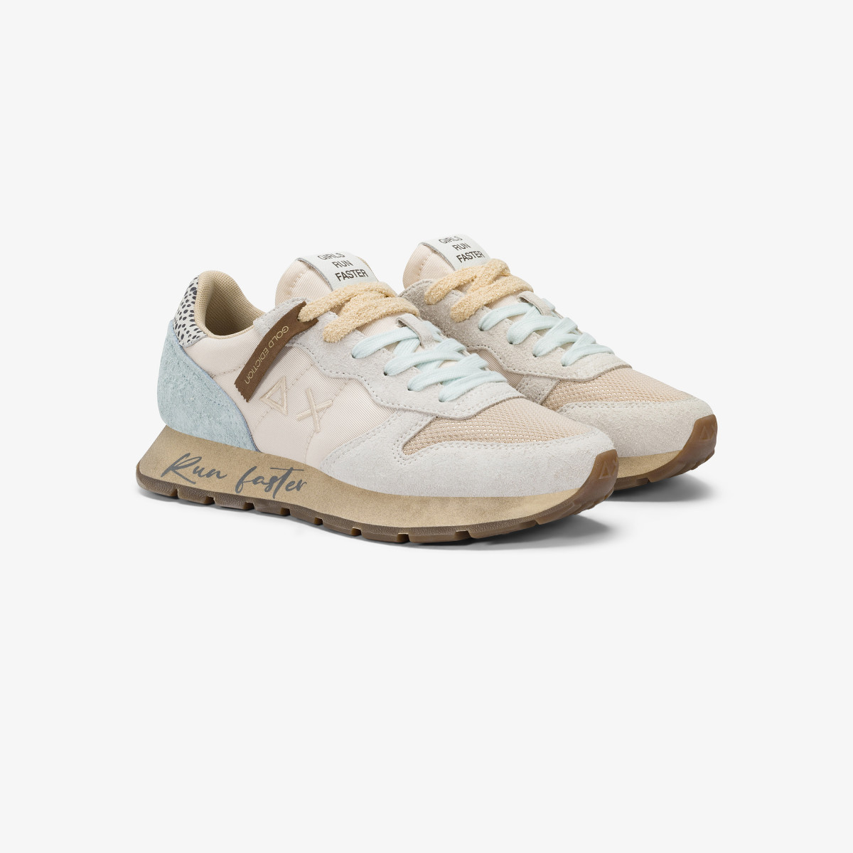 Sneaker Ally Vintage in nylon e suede bianco panna