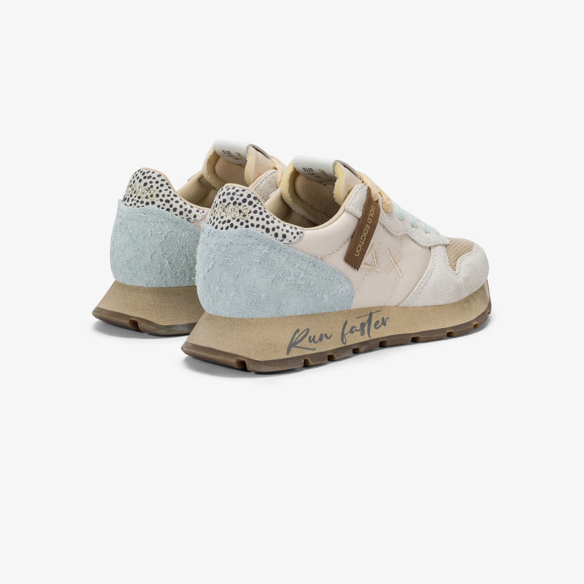 Sneaker Ally Vintage in nylon e suede bianco panna