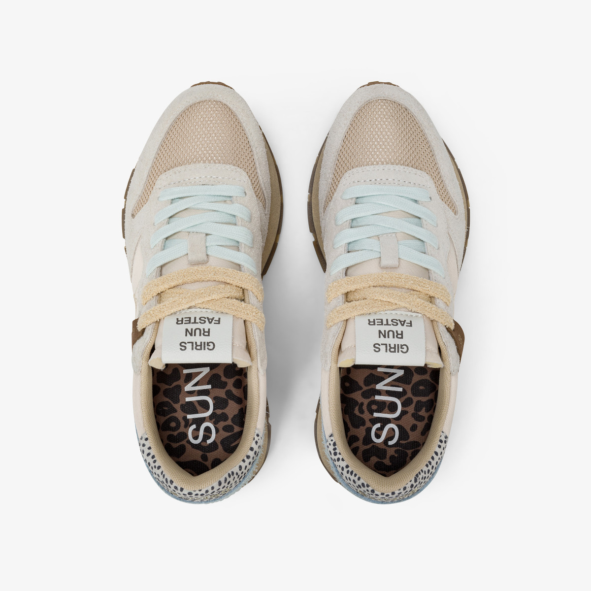 Sneaker Ally Vintage in nylon e suede bianco panna