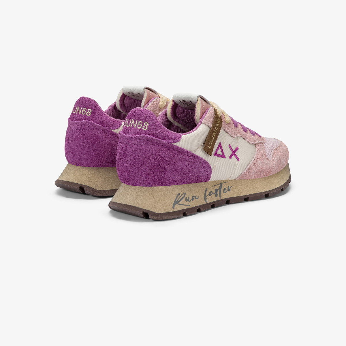 Sneaker Ally Vintage in nylon e suede rosa scuro