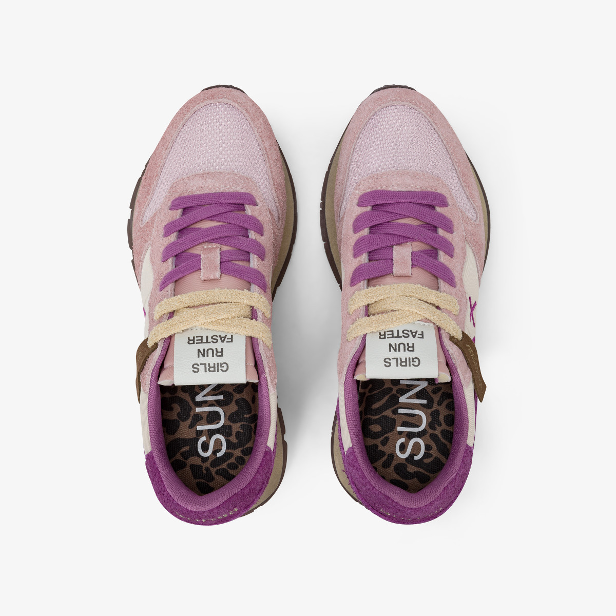 Sneaker Ally Vintage in nylon e suede rosa scuro