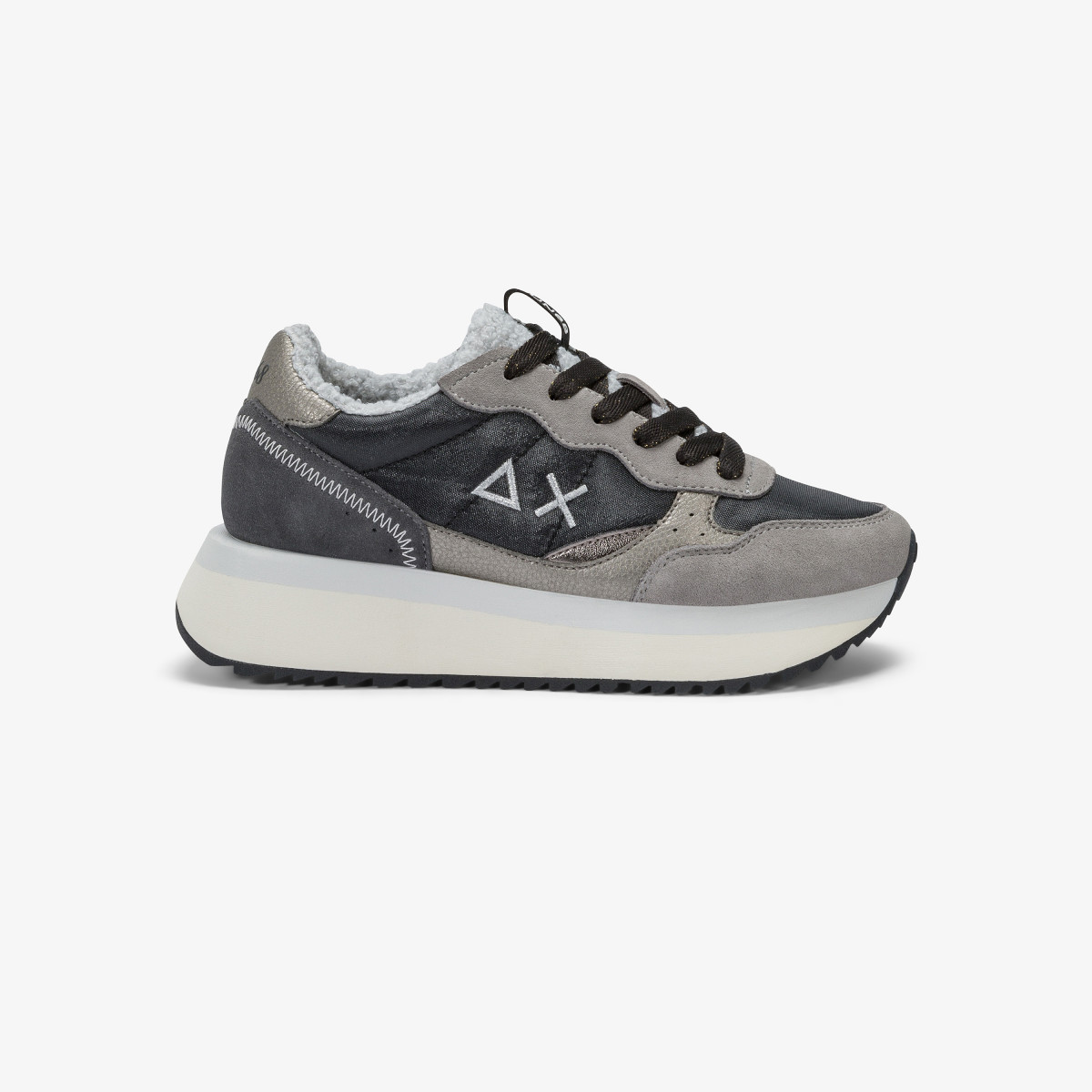 Black big ally teddy nylon and suede sneaker
