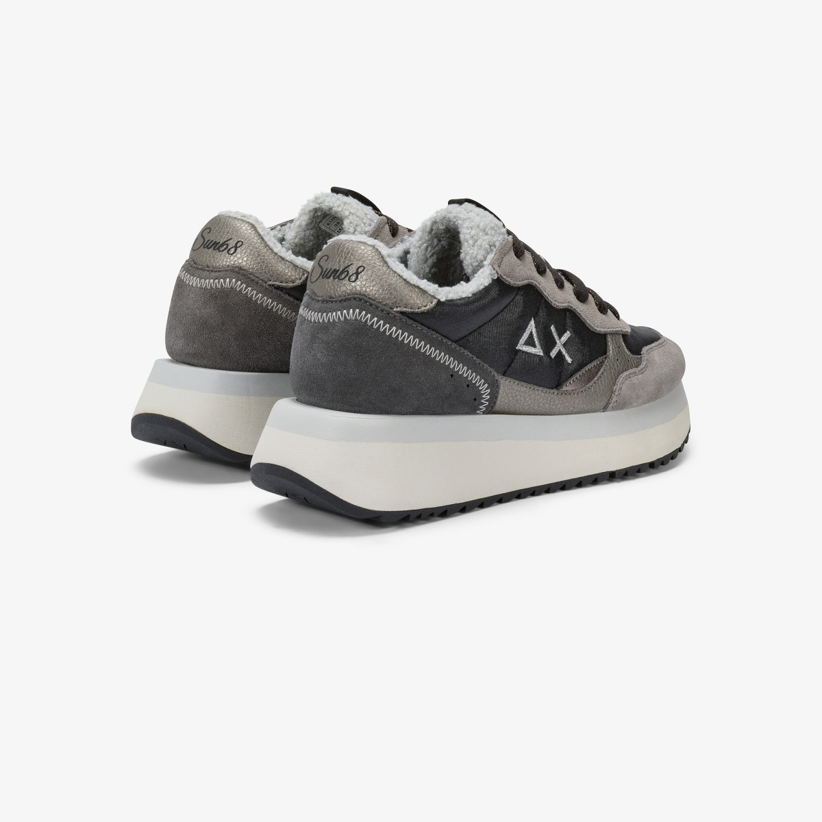 Black big ally teddy nylon and suede sneaker