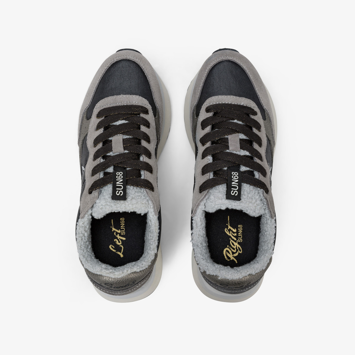 Black big ally teddy nylon and suede sneaker