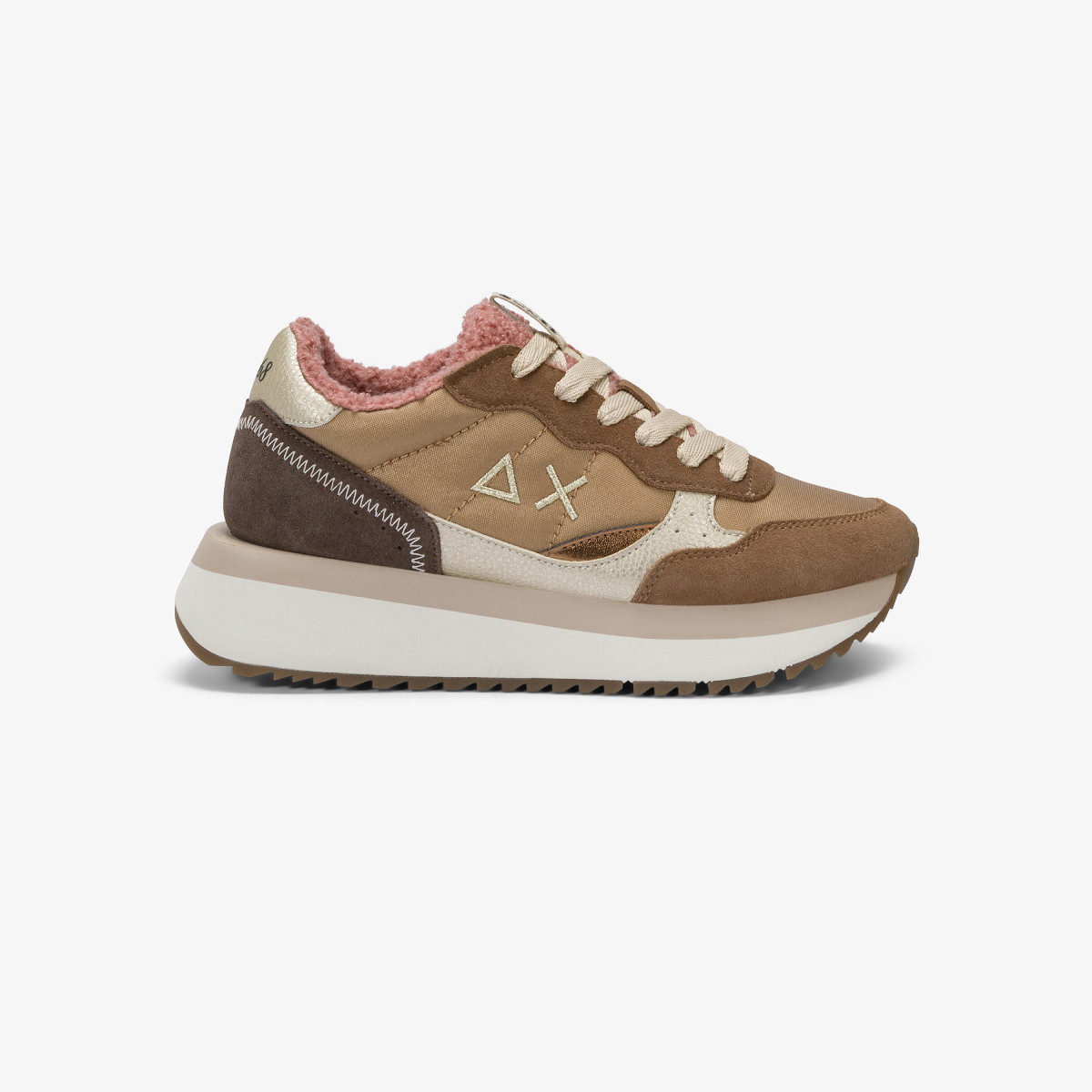 Sneaker Big Ally Teddy in nylon e suede volpe