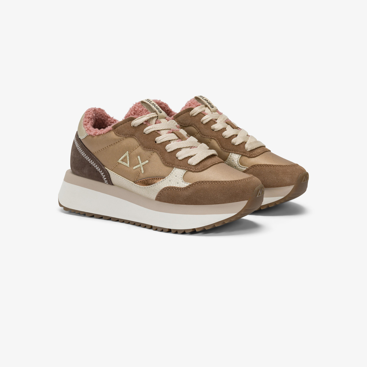 Sneaker Big Ally Teddy in nylon e suede volpe