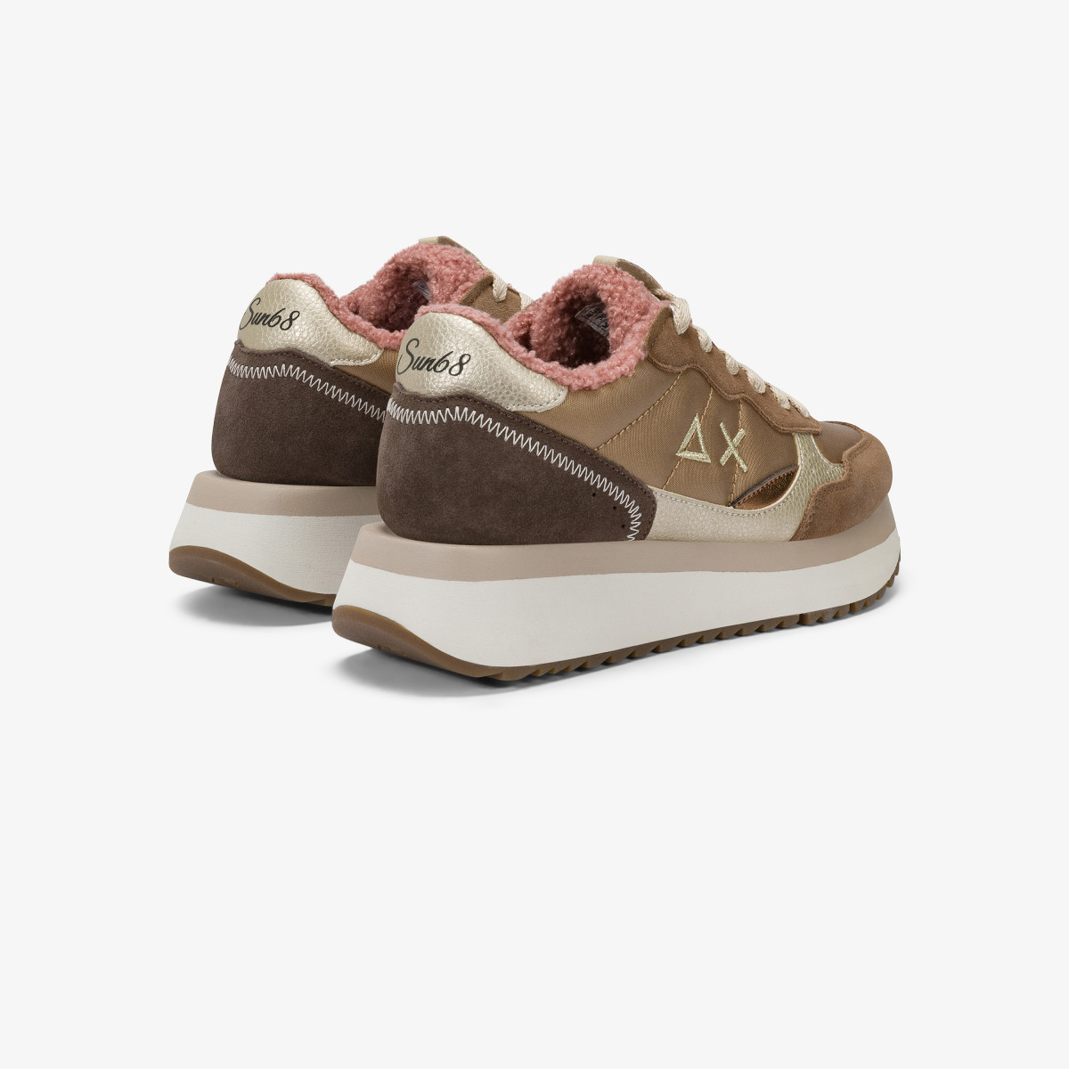 Sneaker Big Ally Teddy in nylon e suede volpe