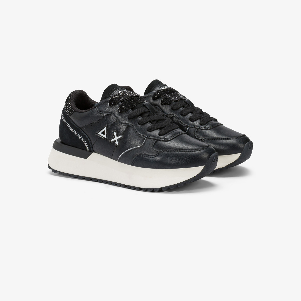 Black Big Ally faux leather and suede sneaker