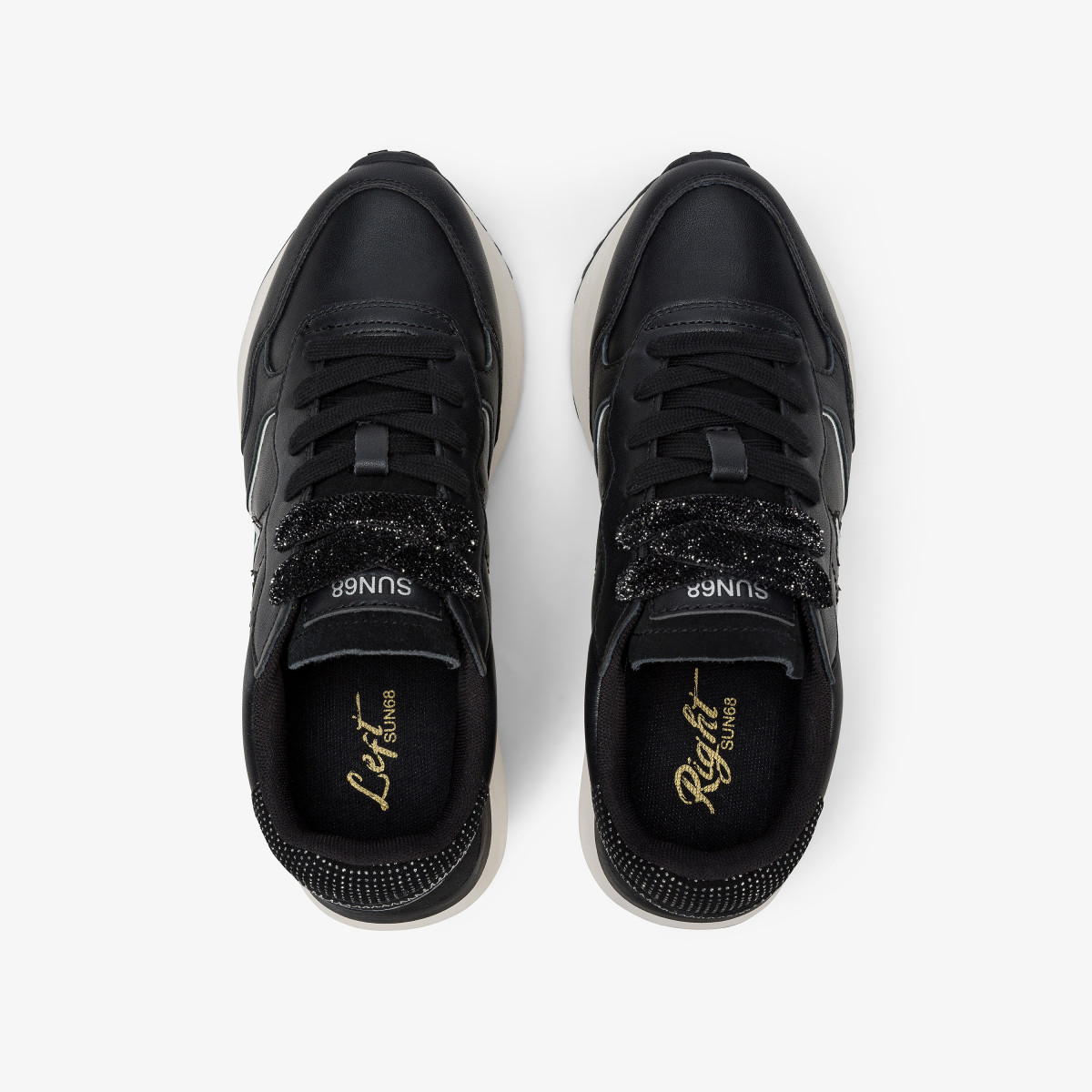 Black Big Ally faux leather and suede sneaker