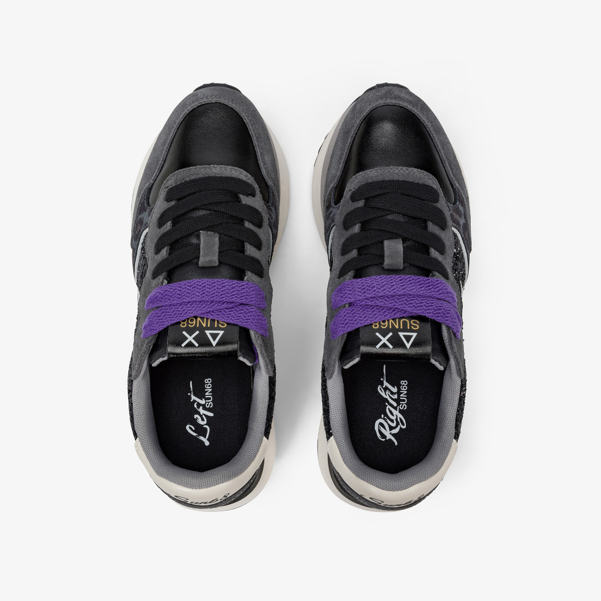 Sneaker Big Ally Glitter in similpelle e suede nero