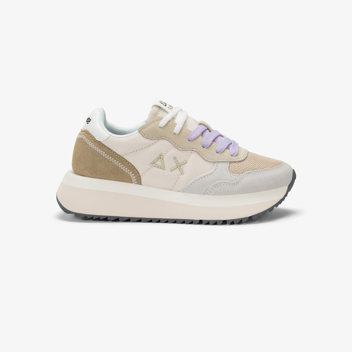 Sneaker Big Ally Multicolor in nylon e suede bianco panna