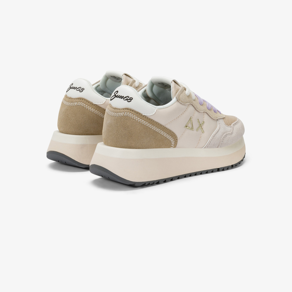 Sneaker Big Ally Multicolor in nylon e suede bianco panna