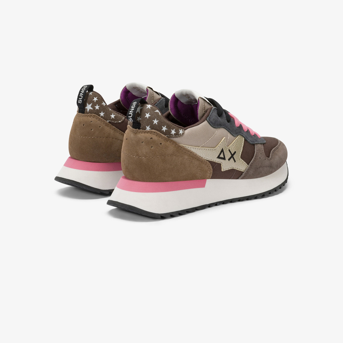 Brown Stargirl Multicolor nylon and suede sneaker