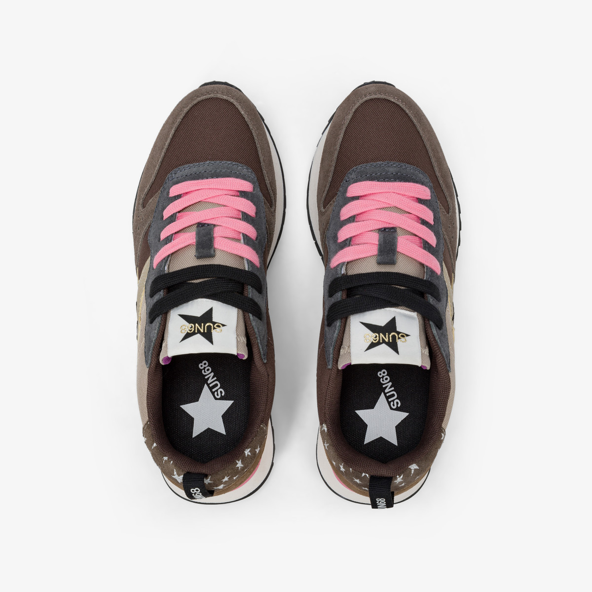 Brown Stargirl Multicolor nylon and suede sneaker