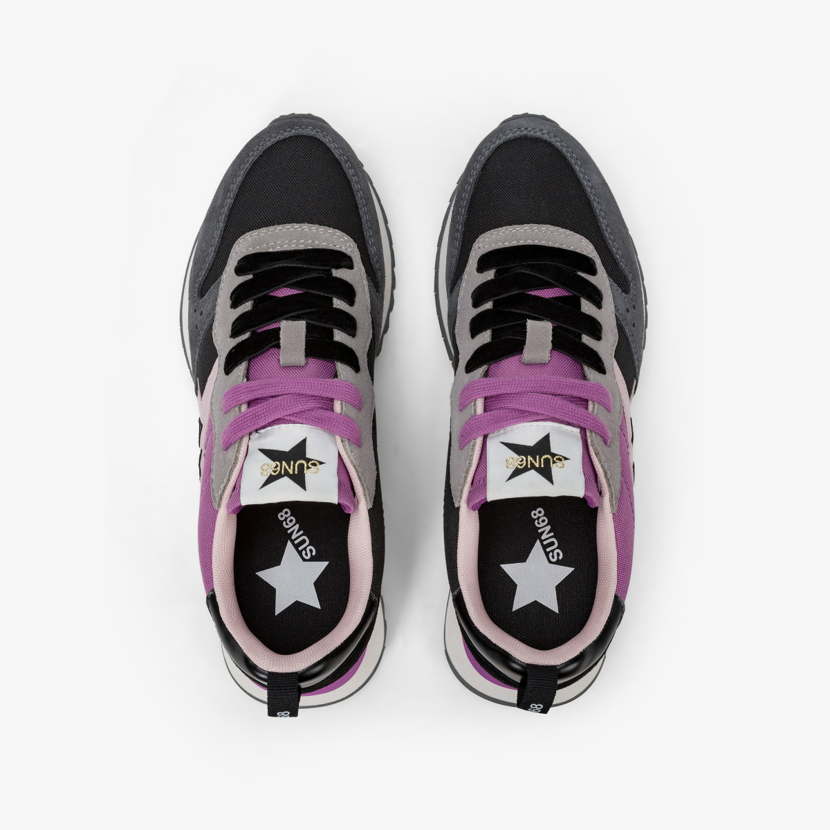 Black Stargirl Multicolor nylon and suede sneaker