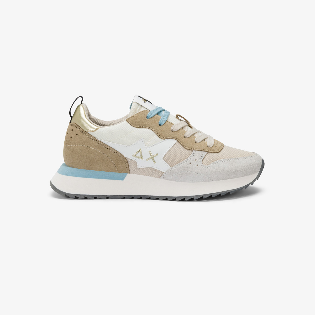 Sneaker Stargirl Multicolor in nylon e suede bianco panna