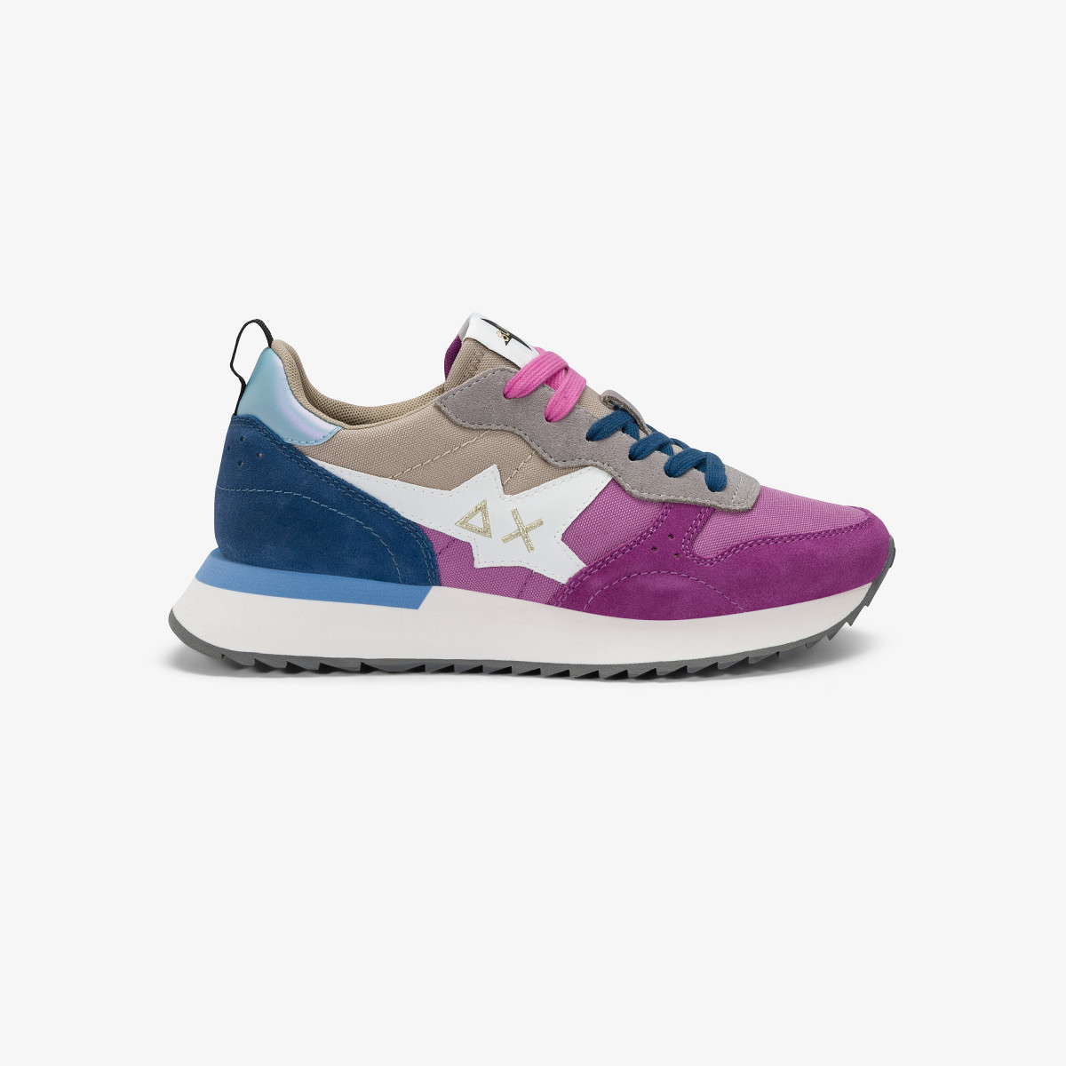 Prune Stargirl Multicolor nylon and suede sneaker
