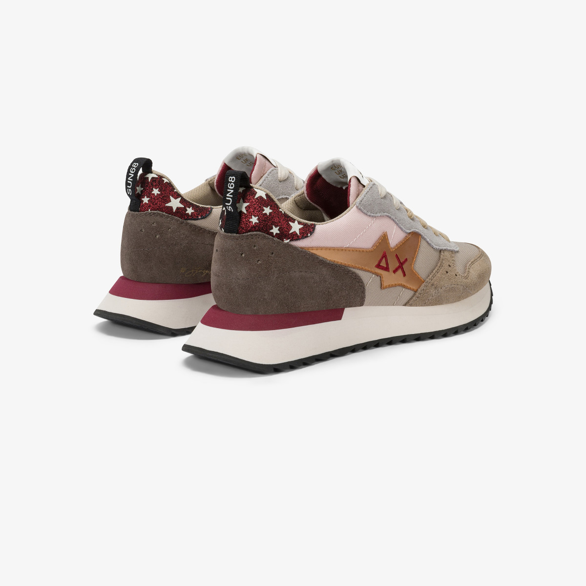 Dark beige Stargirl Multicolor nylon and suede sneaker