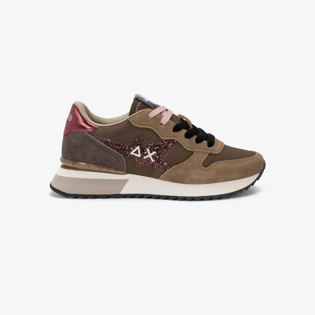 Sneaker Stargirl Glitter in nylon e suede marrone