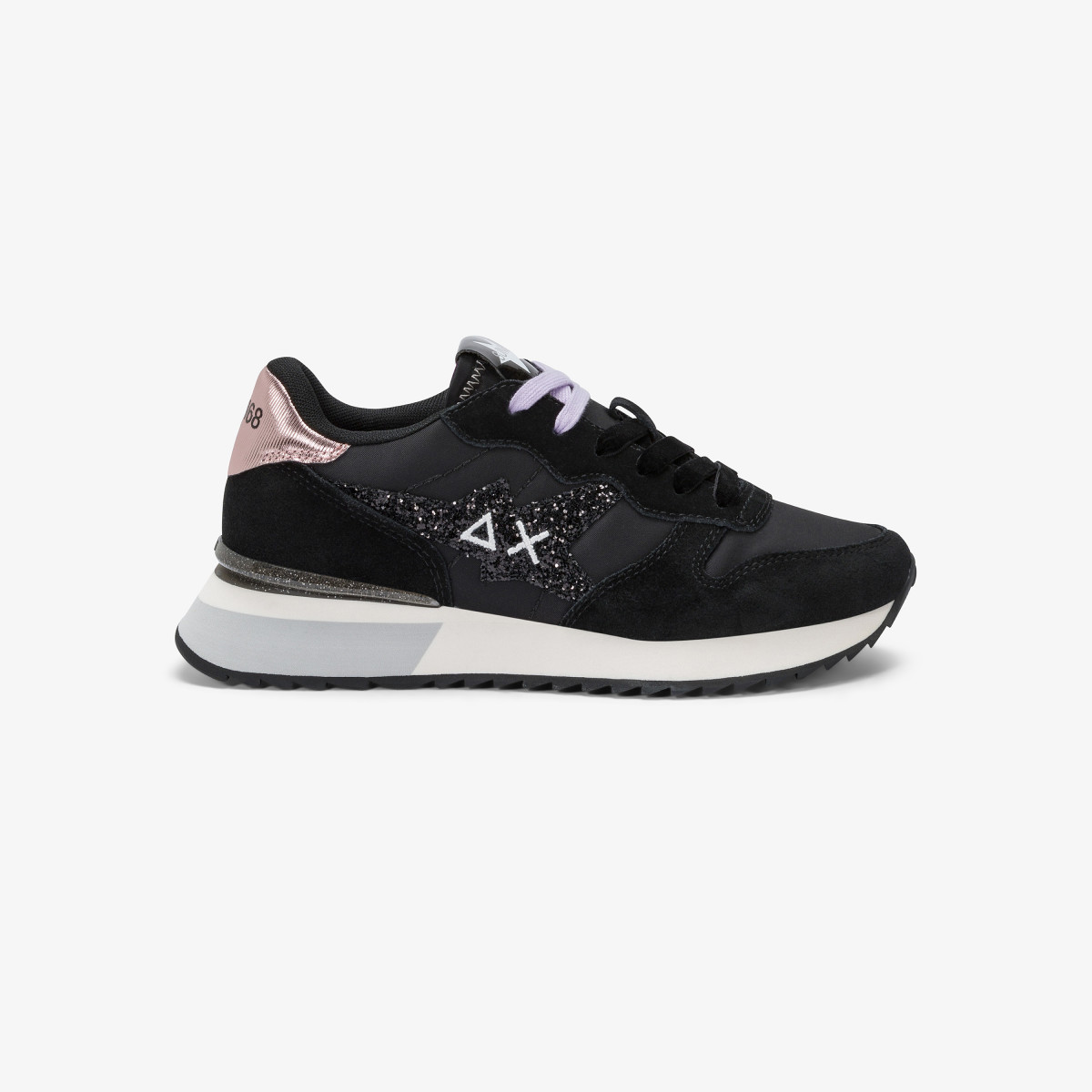Sneaker Stargirl Glitter in nylon e suede nero