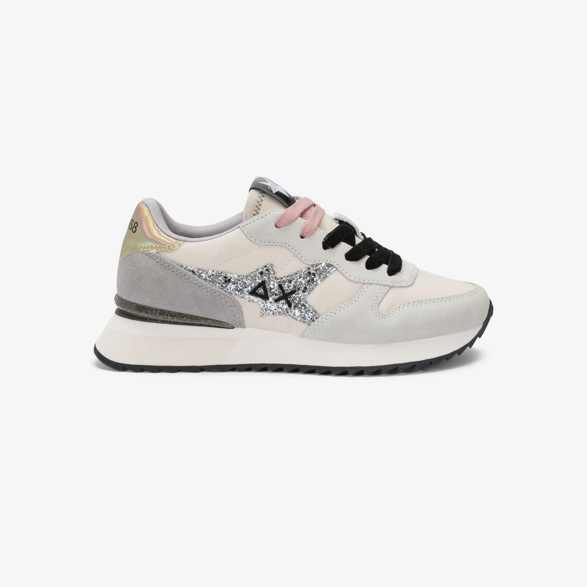 Off white Stargirl Glitter nylon and suede sneaker