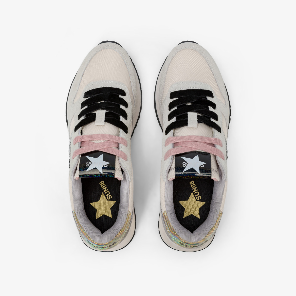 Off white Stargirl Glitter nylon and suede sneaker
