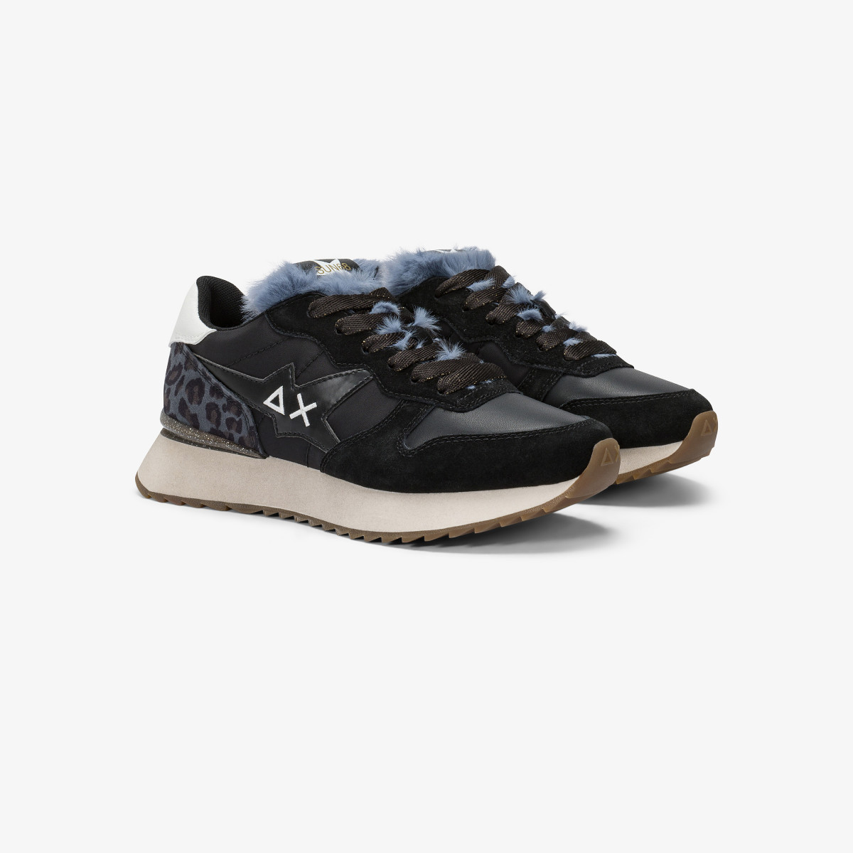 Black Stargirl Animalier nylon and suede sneaker