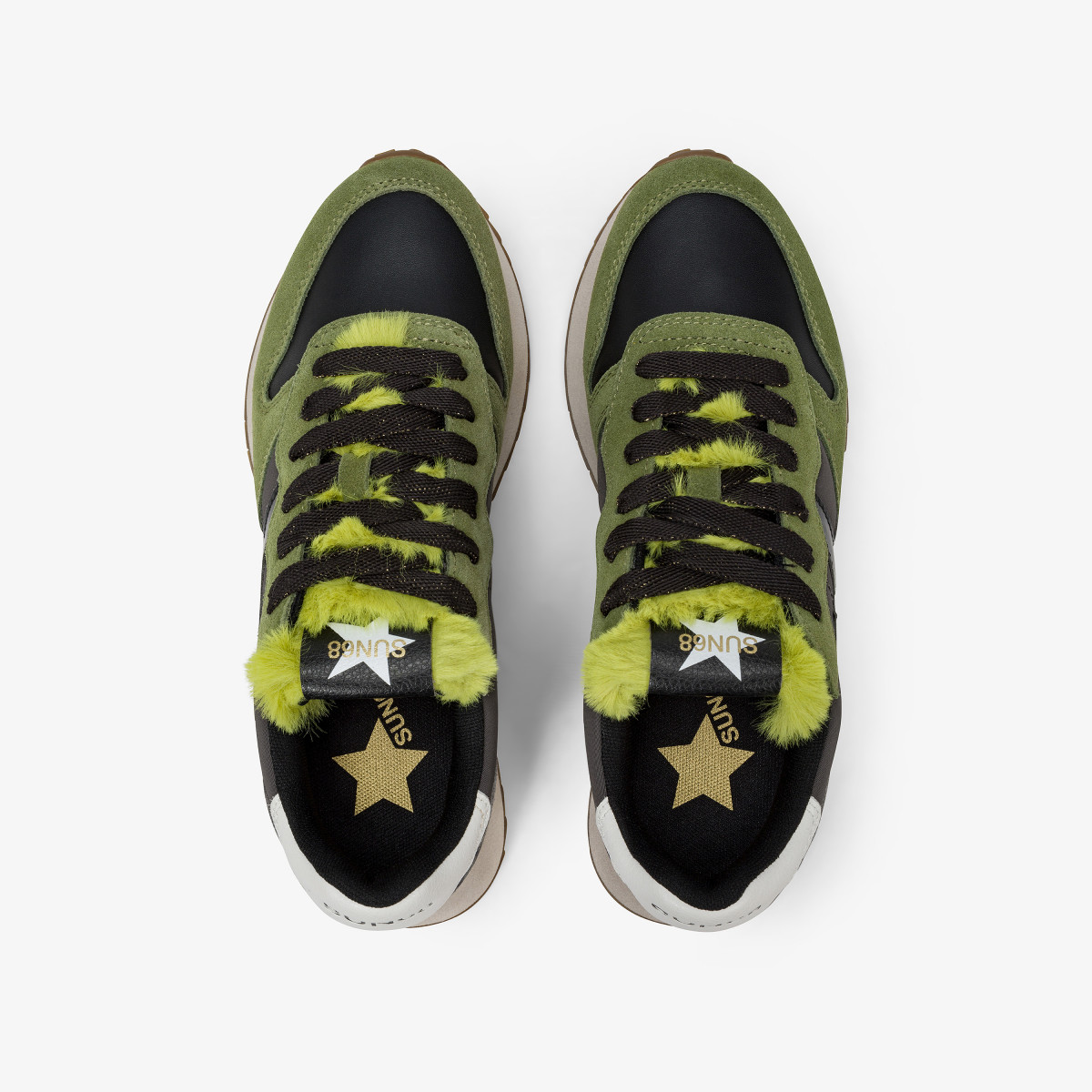 Sneaker Stargirl Animalier in nylon e suede muschio