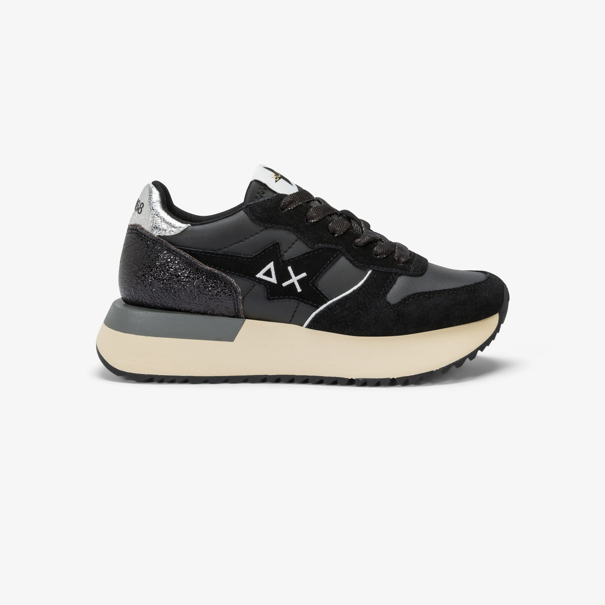 Black Big Stargirl faux leather and suede sneaker