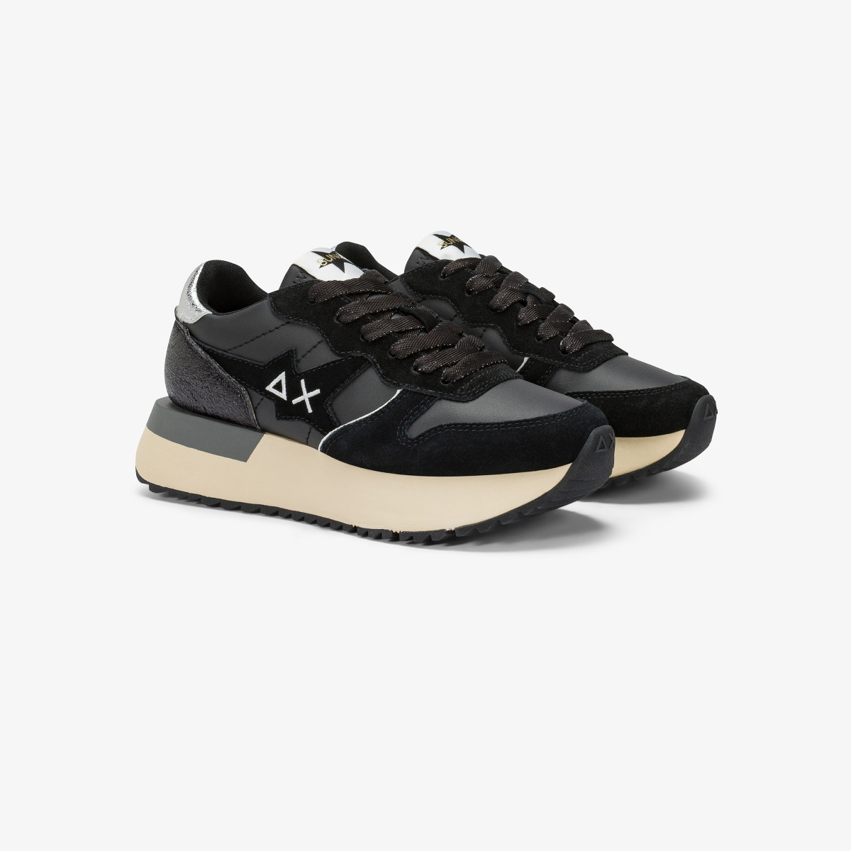 Black Big Stargirl faux leather and suede sneaker