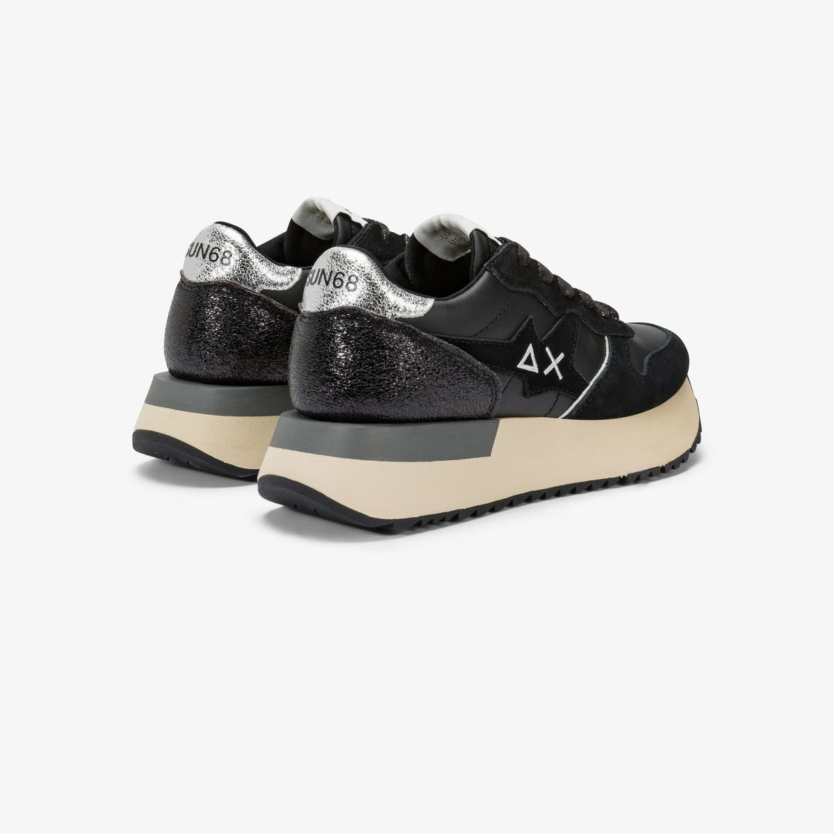 Black Big Stargirl faux leather and suede sneaker