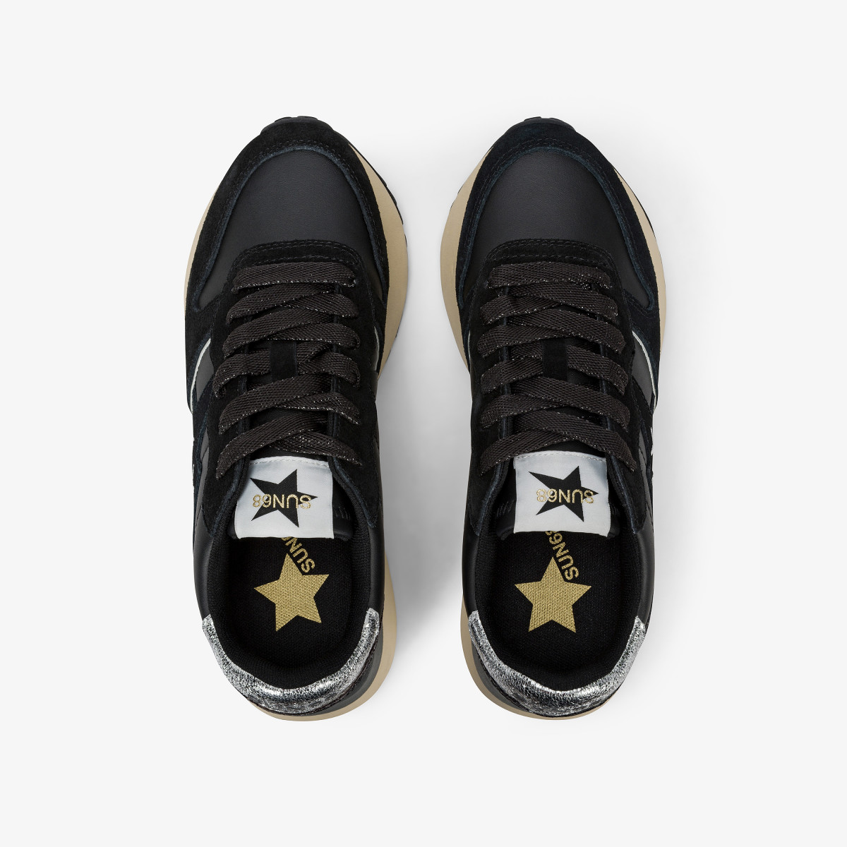 Black Big Stargirl faux leather and suede sneaker