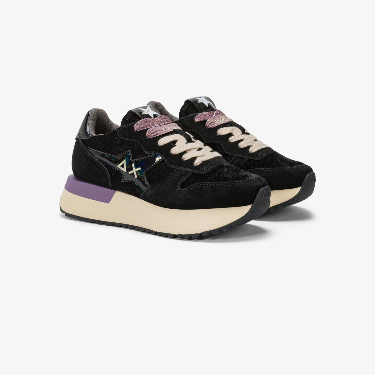 Pink Big Stargirl Velvet and suede sneaker