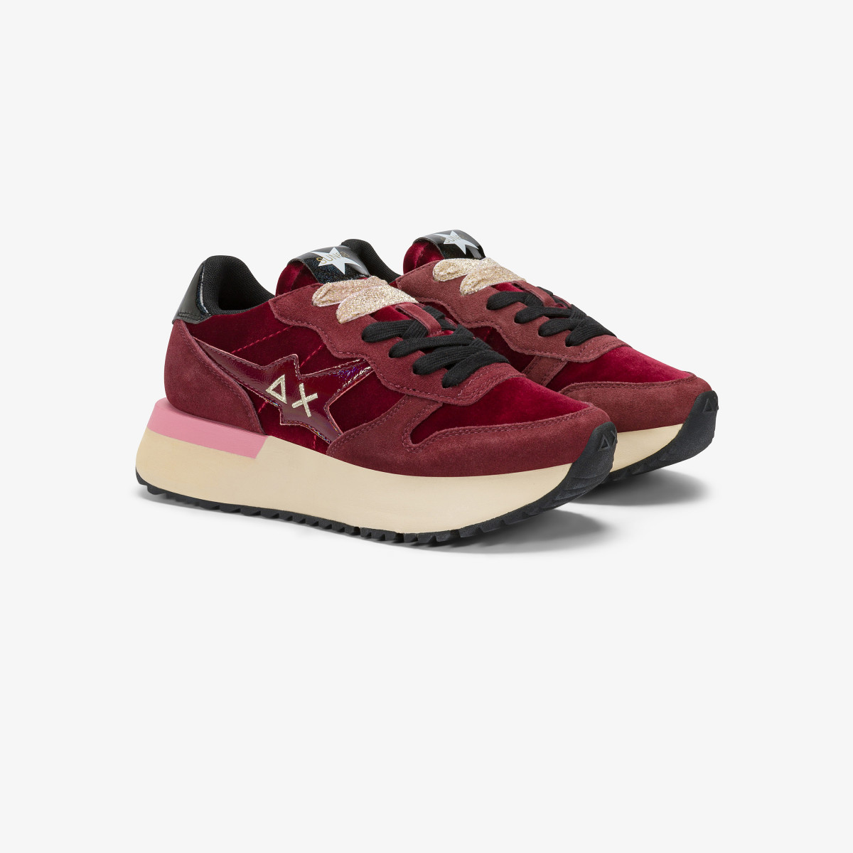 Sneaker Big Stargirl in velluto e suede bordeaux