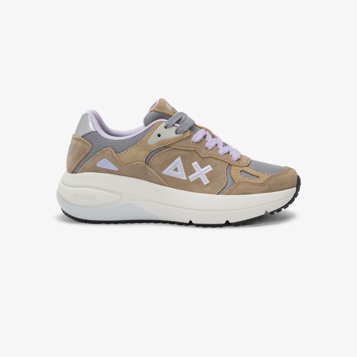 Sneaker Venus in suede e mesh beige scuro