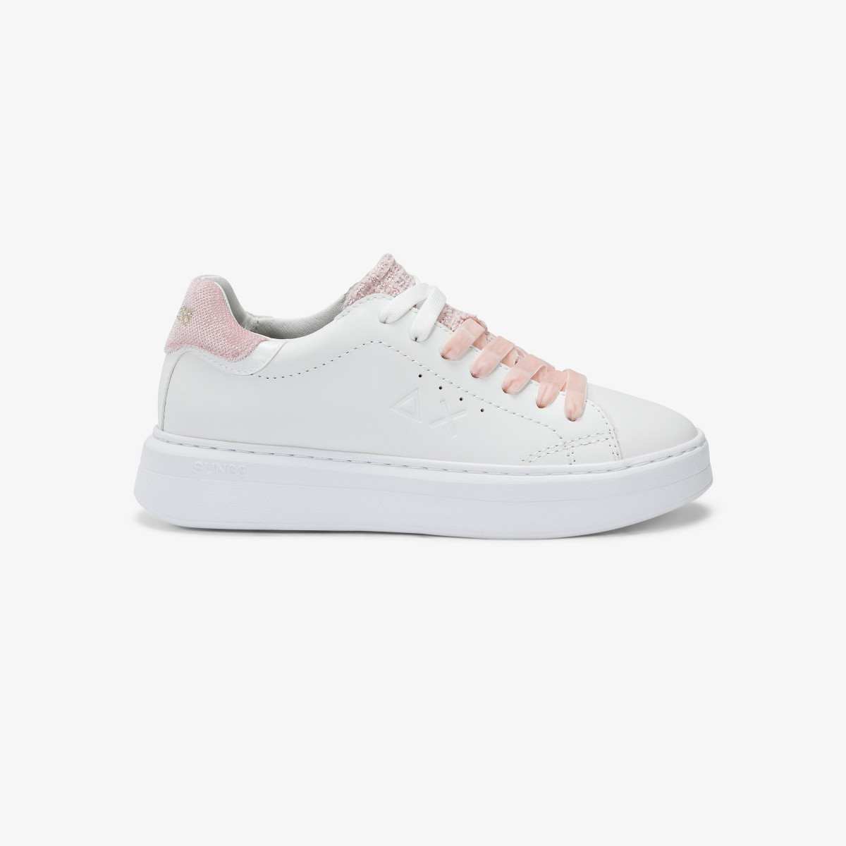 White/pink Grace leather sneaker
