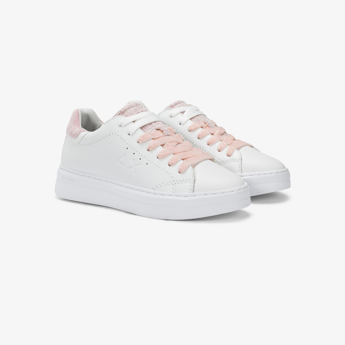 White/pink Grace leather sneaker