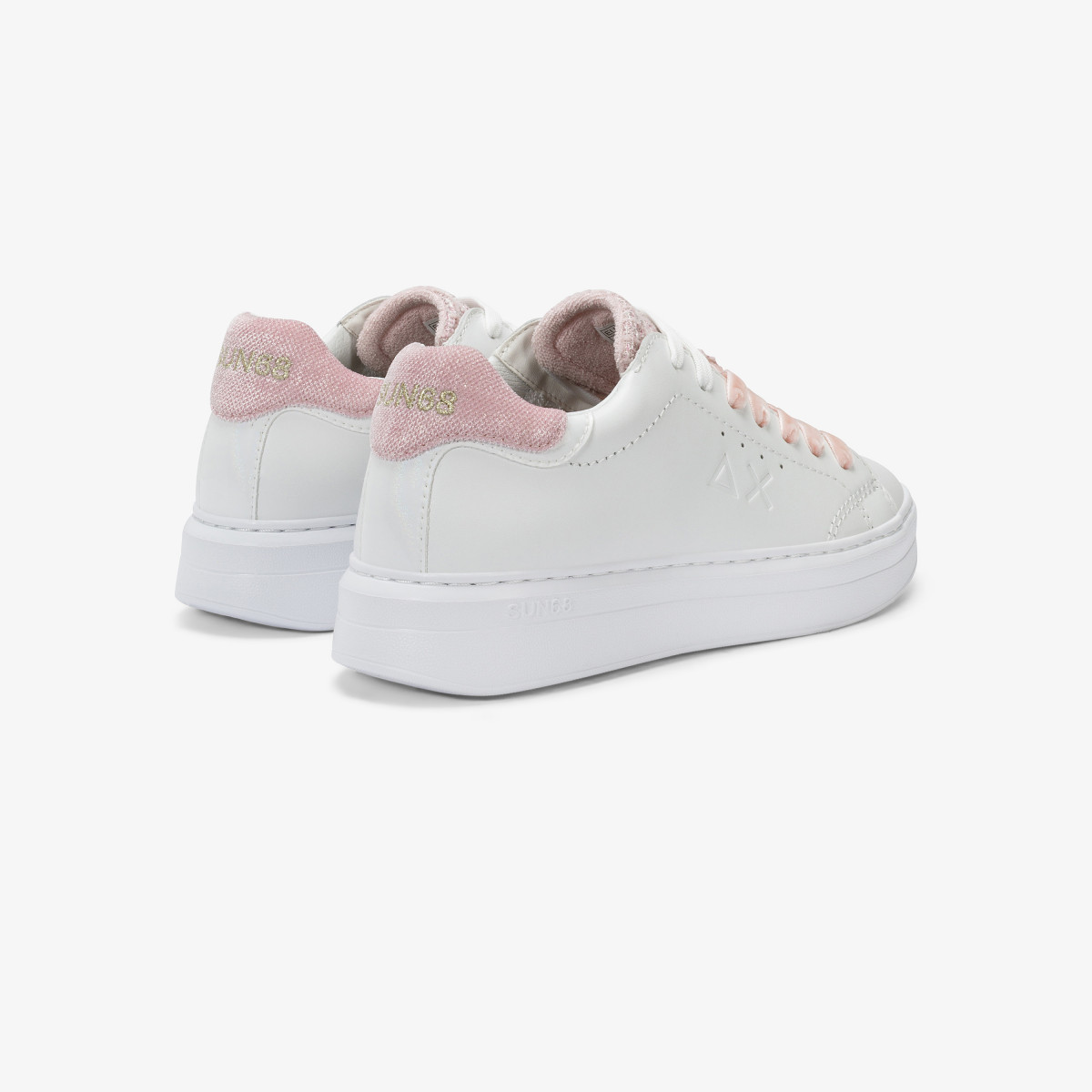 White/pink Grace leather sneaker