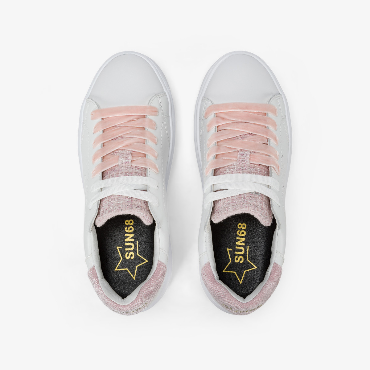 White/pink Grace leather sneaker