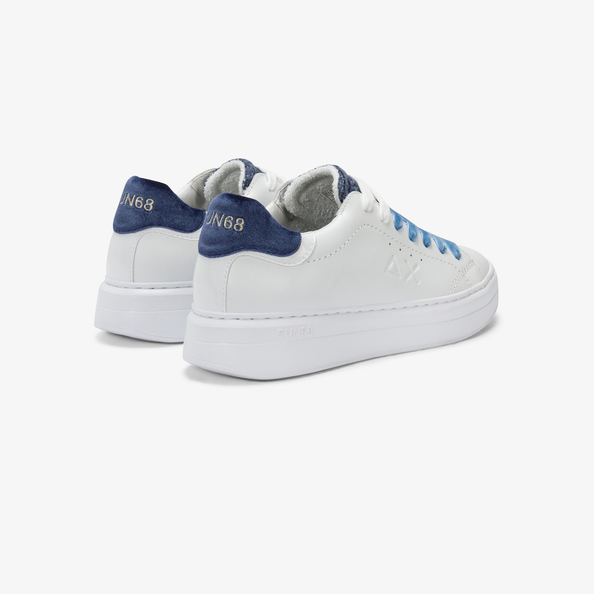 White/navy blue Grace leather sneaker