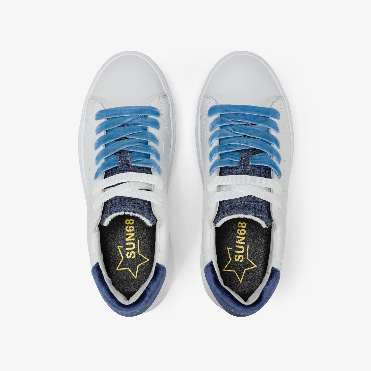 White/navy blue Grace leather sneaker