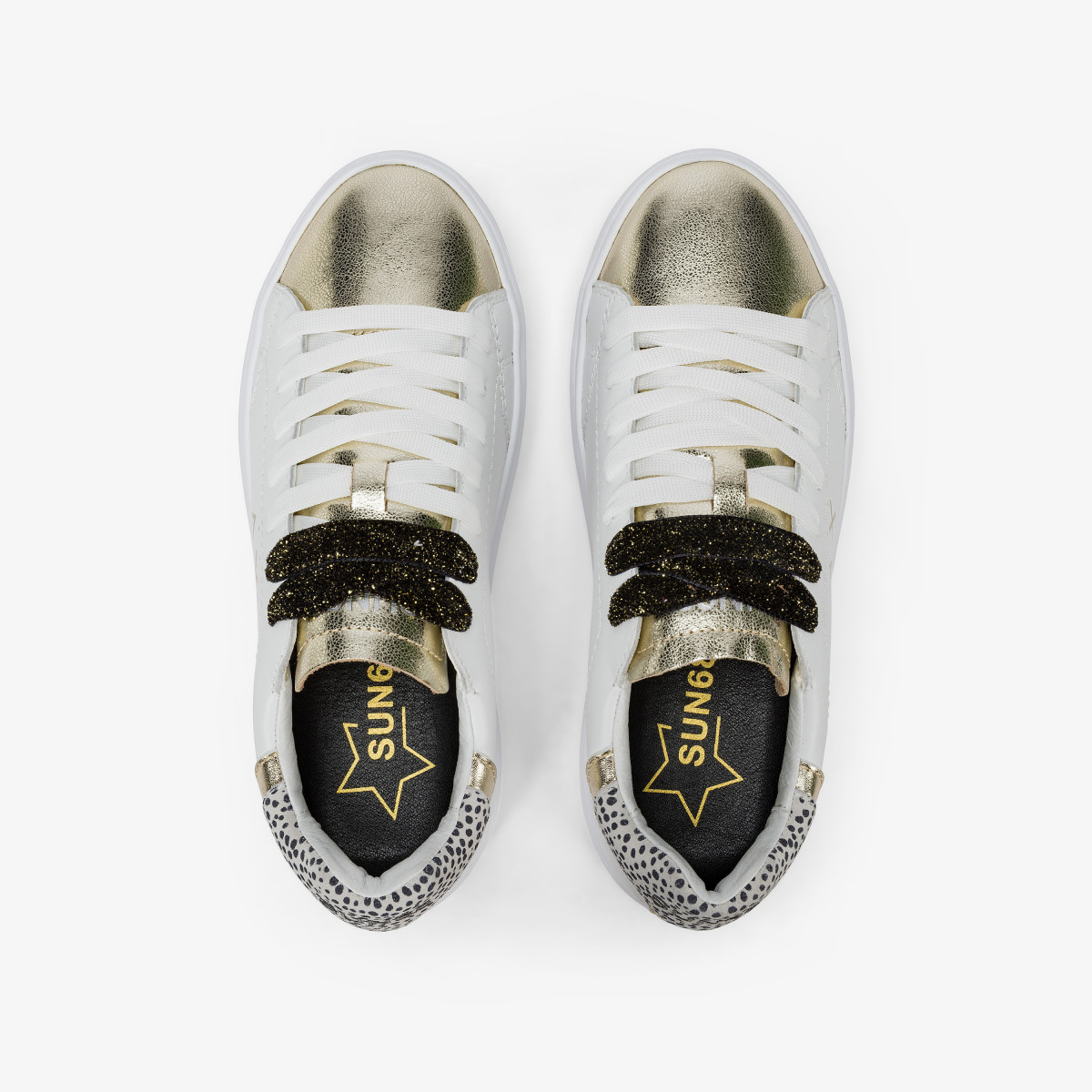Sneaker Grace in pelle bianco/oro