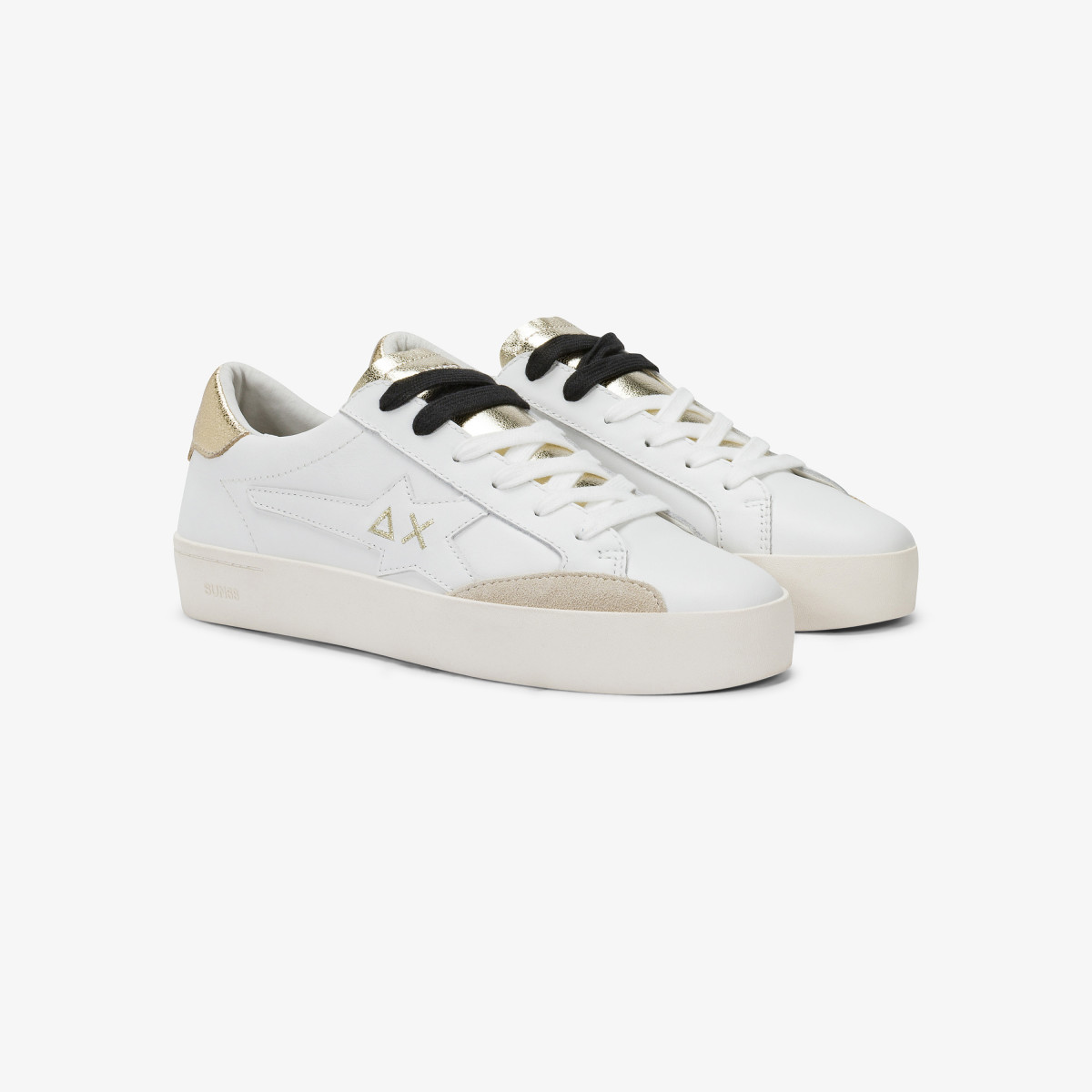White/gold Katy leather sneaker