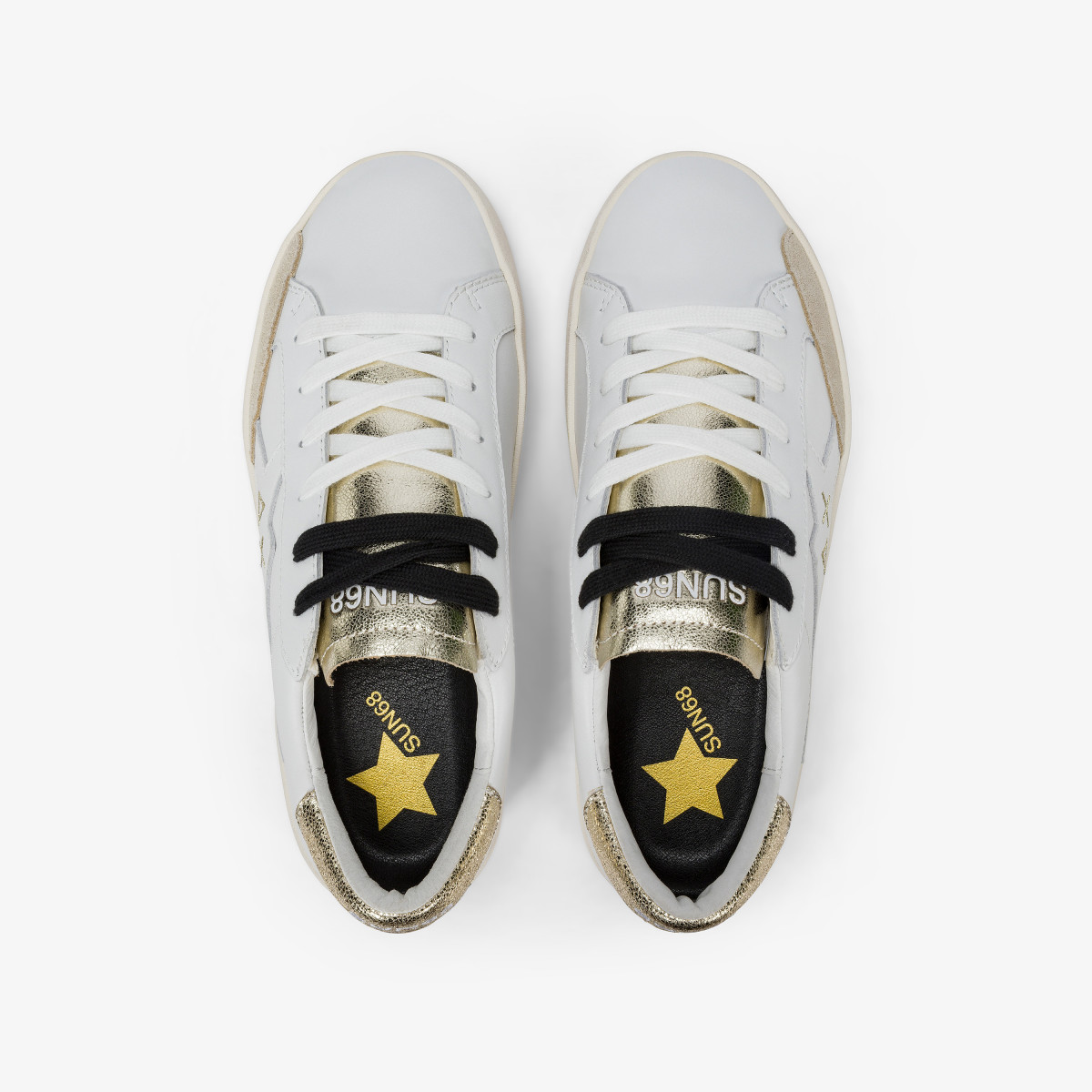 White/gold Katy leather sneaker
